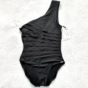 Calvin Klein Black Asymmetrical Swim One Piece